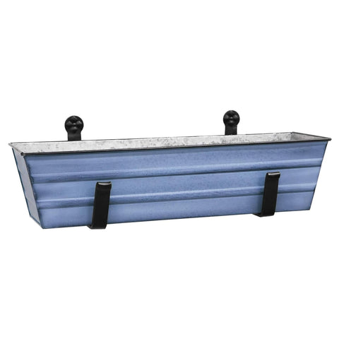 Oakestry Small Blue Flower Planter with Wall Brackets Outdoor Mount Container for Windowsills Patios Balconies Decorative Garden Display for Blooms Herbs Greenery Home Accent