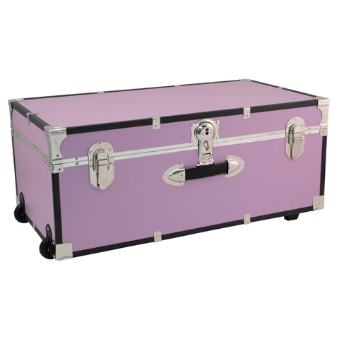 Oakestry Rover Style Orchid Rolling Trunk Heavy Duty Metal Storage Chest Lockable Portable Secure Organizer