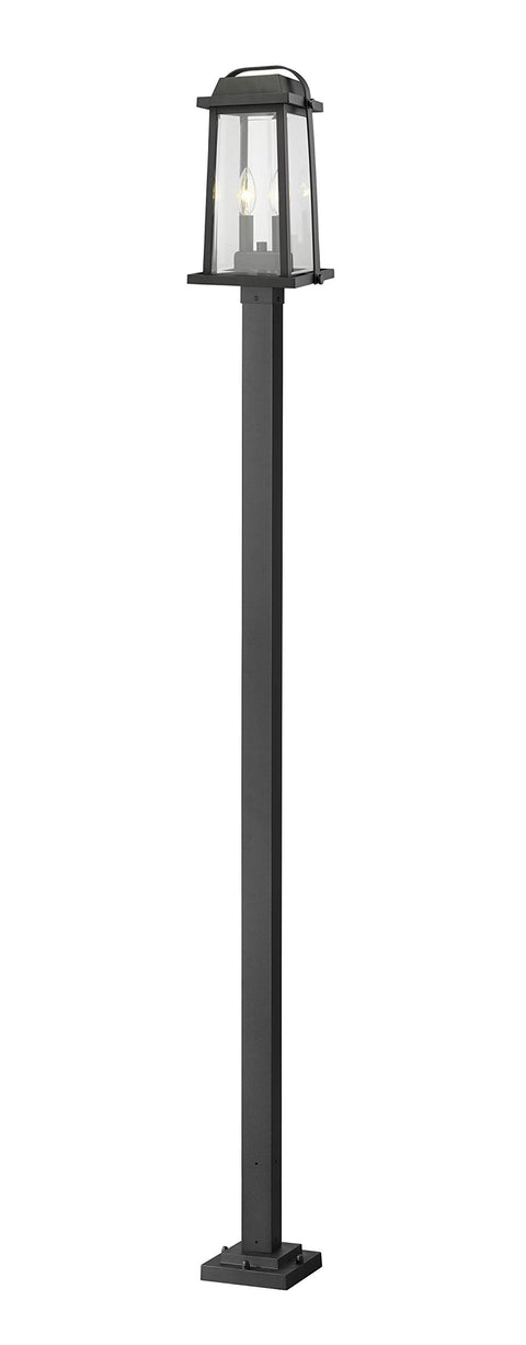 Oakestry Outdoor Post Light Fixture, Graphite Gray Aluminum Body with Clear Glass Shade, Weather Resistant Contemporary Lighting for Patio Garden Deck Pathway and Exterior Spaces