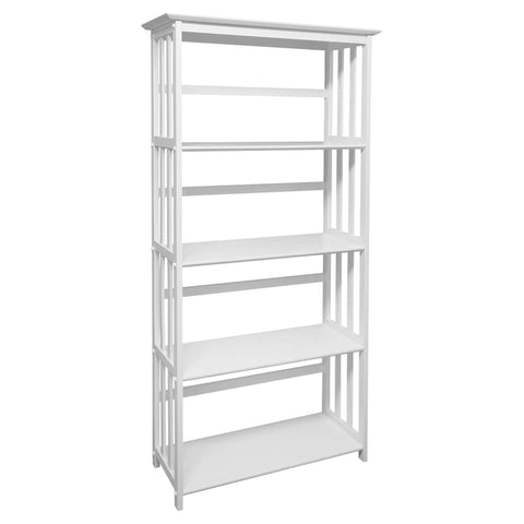 Mission Style 5-Shelf Bookcase - White