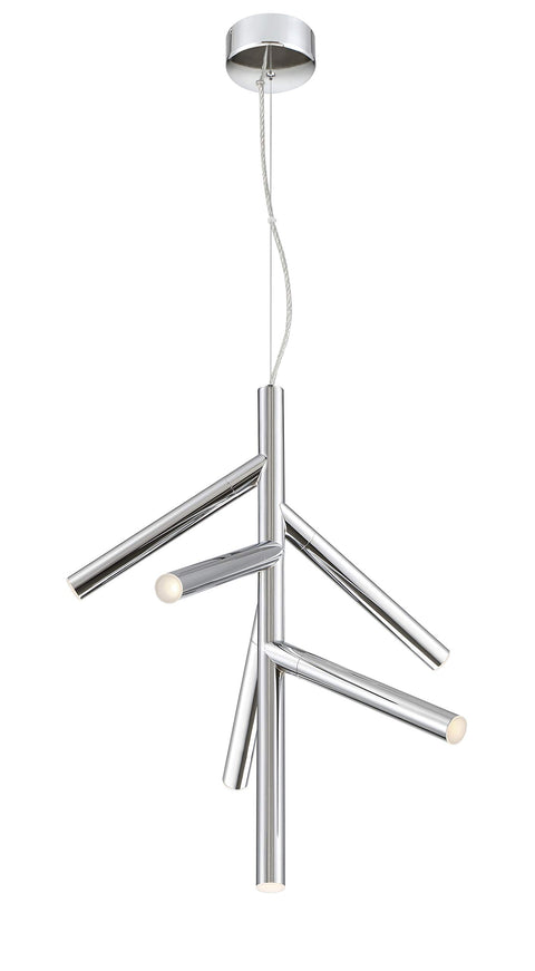 Oakestry Forest 6 Light Pendant Chrome Modern Ceiling Lighting Fixture Adjustable Hanging Chandelier for Kitchen Island Dining Room Living Space Contemporary Indoor Illumination