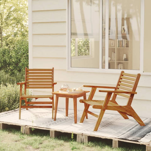 Oakestry Solid Acacia Wood Garden Chairs Brown Set of 2 with Oil Finish, Durable Outdoor Patio Seating