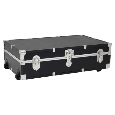 Oakestry Under Bed Rolling Lockable Trunk Black Metal Storage Chest Low Profile Secure Organizer With Reinforced Frame
