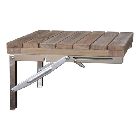 Oakestry Teak Wall Mount Folding Chair Space Saving Compact Bathroom Shower Seat Durable Wooden Fold Down Bench Indoor Outdoor Spa Safety Support Natural Finish Home Decor