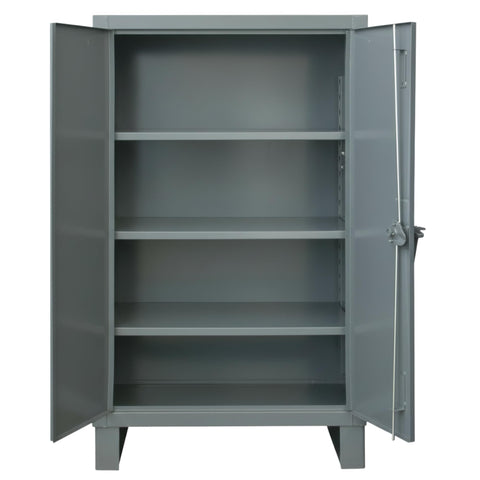 Oakestry Extra Heavy Duty Cabinet 36 x 24 x 66 in 12 Gauge Steel 3 Adjustable Shelves Recessed Doors Pad Lock Handle Gray Storage Cabinet