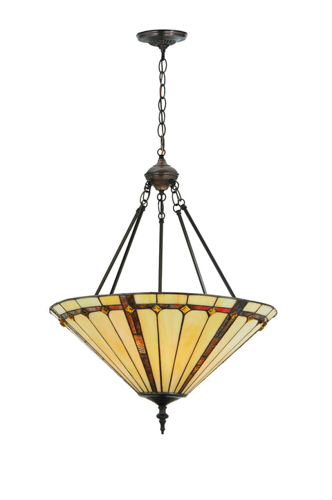 Oakestry 24W Belvidere Inverted Pendant Tiffany Style Lighting Fixture Stained Glass Decorative Indoor Lamp Vintage Classic Home Lighting Living Room Bedroom Office Decor
