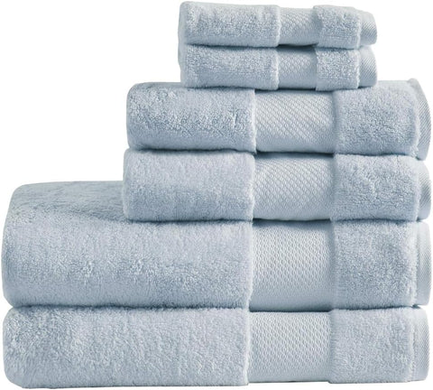 100 Cotton 6 Piece Bath Towel Set Light Blue