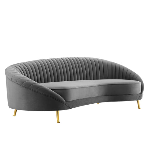 Oakestry Luxury Inspired Camber Channel Tufted Performance Velvet Sofa Comfortable Indoor Sofa for Living Room Apartment Lounge Reception Area Premium Everyday Styling