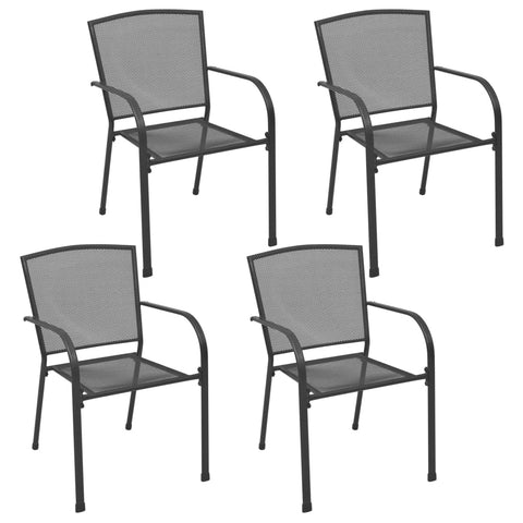 Oakestry Outdoor Chair Set of 4 Anthracite Steel Medium Stackable – Outdoor Patio Seating, Weather Resistant Furniture