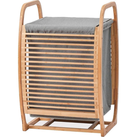 Oakestry Lightweight Bamboo Laundry Hamper with Lid and Handles, Collapsible Clothes Basket for Bathroom Bedroom Closet, Eco-Friendly Laundry Organizer for Dirty Clothes Storage, Natural Color