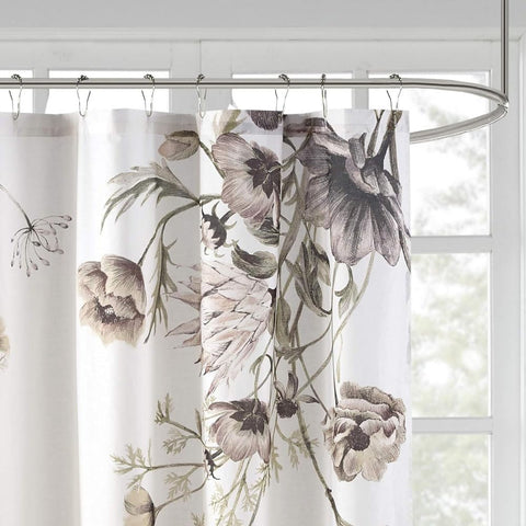 Cotton Floral Shower Curtain Bath Fabric Shabby Chic Curtain Set