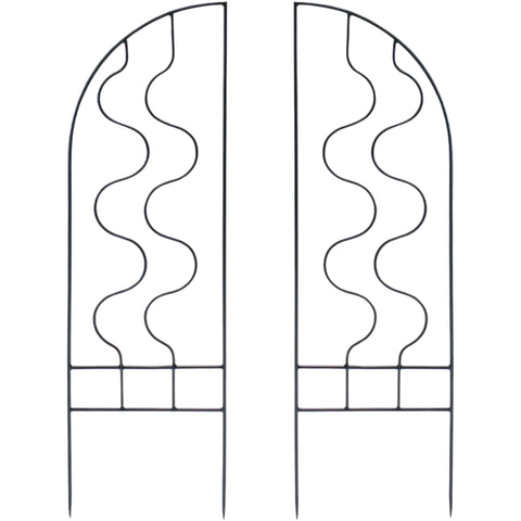 Primrose Wrought Iron Trellis Side Panels, 48" H x 14" W Decorative Garden Plant Support, Black Powder Coated, Pair