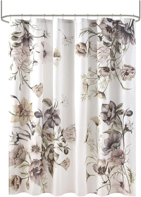 Cotton Floral Shower Curtain Bath Fabric Shabby Chic Curtain Set