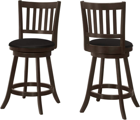 BARSTOOL - 2PCS / 39 inches H / ESPRESSO / SWIVEL COUNTER HEIGHT