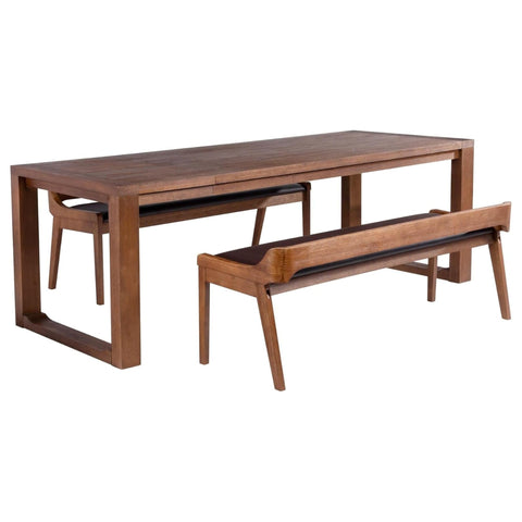 Rasmus 3pc Dining Set, Table + 2 Benches [Chestnut Wire-Brush]