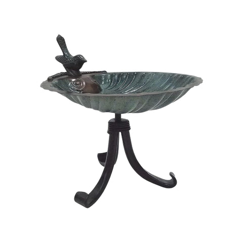 Oakestry Scallop Shell Wall Mount Bracket Birdbath Antique Brass Plate Outdoor Garden Wildlife Water Feature Fence Patio Accent
