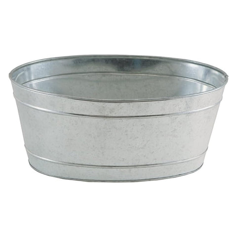 Oakestry Small Oval Galvanized Tub Rustic Metal Planter Storage Container Farmhouse Decor Indoor Outdoor Garden Utility Wash Basin Durable Zinc Finish Multi Use Vintage Style Heavy Duty Steel Classic!