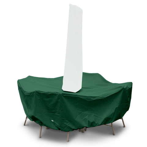 Oakestry Premium Heavy Duty Table Cover Home Dining Setup Forest Green TitanWeave Fabric Round/Square Set w/Umbrella Hole - 114" x 36" Premium Durable Long Lasting Protection