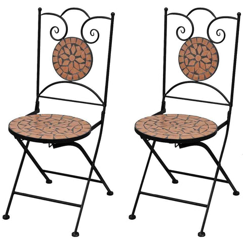Oakestry Garden Chair Set of 2 Terracotta Powder-Coated Steel, Ceramic – Outdoor Patio Seating, Weather Resistant Furniture