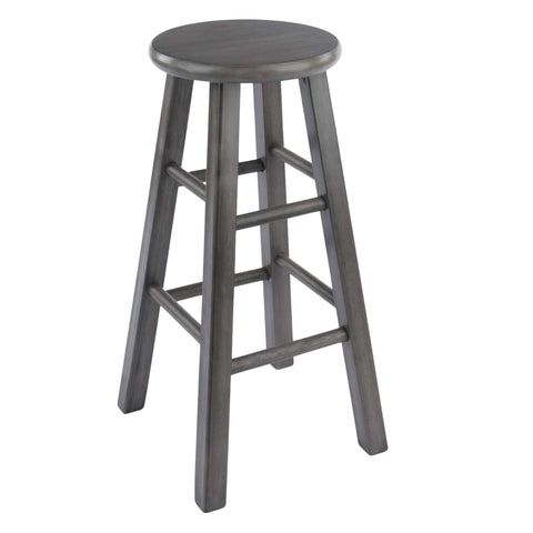 Oakestry Ivy Square Leg 24" Counter Stool, Rustic Oyster Gray Solid Wood Farmhouse Seating, Fully Assembled