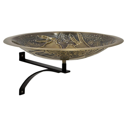 Oakestry Three Hares Birdbath Wall Mount Bracket Decorative Outdoor Garden Water Bowl Distinct Pattern Design Durable Build Patio Garden Accent Weather Resistant Long Lasting Finish