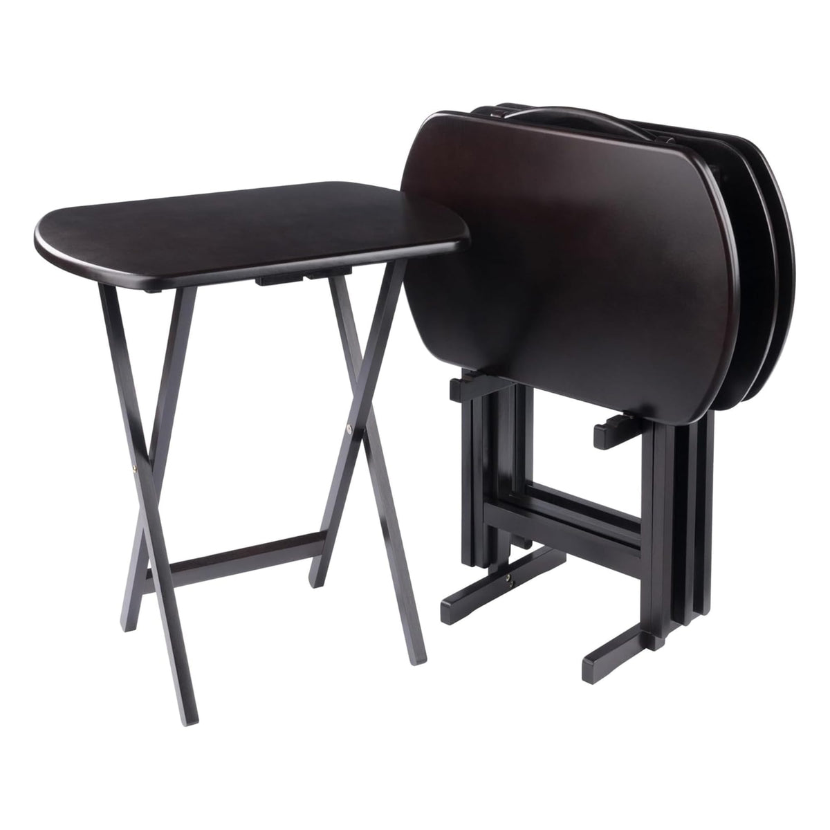 Oakestry Corbett 4 Piece Oversized Snack Tables with Tray Stand Folding ...