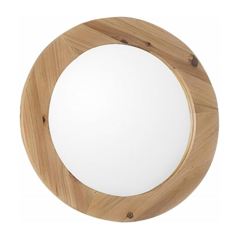 Oakestry Round Framed Mirror Solid Fir Wood Natural Finish Wall Mounted Decorative Vanity Mirror Rustic Farmhouse Design for Bathroom Bedroom Living Room Durable Clear Reflection Easy Installation