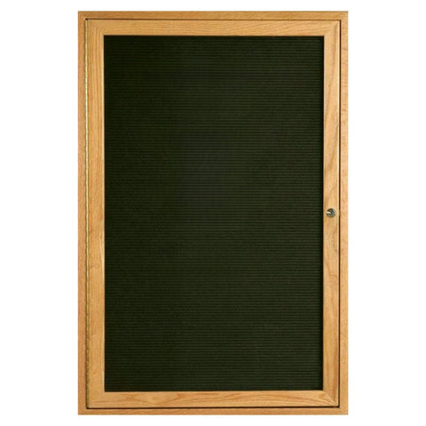 Aarco Products 24InchHx18InchW Enclosed Changeable Letter Board in Black Felt with Red Oak Frame