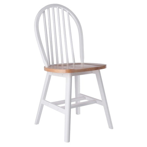 Oakestry Windsor 2-Piece Solid Wood Chair Set, Natural & White Finish – Classic Farmhouse-Style Chairs for Kitchen, Dining Room, Breakfast Nook, or Home Office