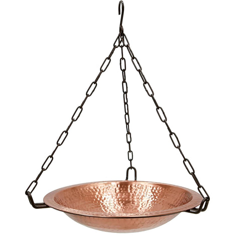 Oakestry 14 Inch Solid Copper Hanging Birdbath Decorative Outdoor Garden Water Bowl Premium Material Durable Hanging Design Patio Balcony Accent Weather Resistant Long Lasting