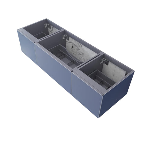 Oakestry Elite Sixty Six Inch Fossil Grey Freestanding Vanity Cabinet Featuring Soft Glide Full Width Drawer