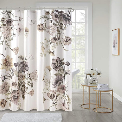 Cotton Floral Shower Curtain Bath Fabric Shabby Chic Curtain Set