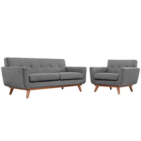 Oakestry Luxury Inspired Engage Armchair and Loveseat Set of 2 Comfortable Indoor Loveseat for Living Room Apartment Lounge Reception Area Everyday Premium Styling