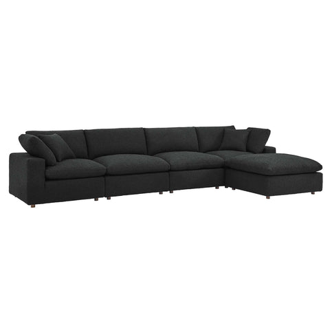 Oakestry Luxury Inspired Commix Down Filled Overstuffed Boucle Fabric 5-Piece Sectional Sofa Comfortable Indoor Sectional Sofa for Living Room Apartment Lounge Reception Area Premium Everyday Styling