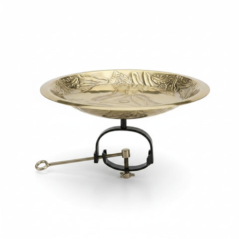 Oakestry 18" Classic Copper Birdbath with Wall Mount Bracket, Antique Finish Bird Bath Bowl, Outdoor Mounted Birdbath for Porch, Deck, Fence & Garden