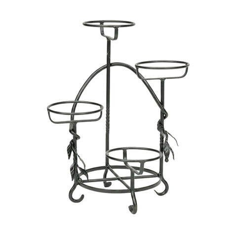 Oakestry Cascading Plant Stand, 4-Tier Wrought Iron Plant Holder with Graphite Finish, Indoor Outdoor Tiered Stand for Small Pots & Décor