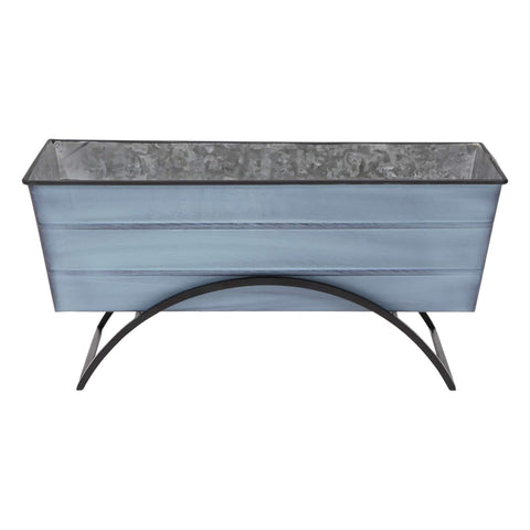 Oakestry Odette Metal Stand With Medium Blue Flower Box Raised Planter Display Indoor Outdoor Patio Balcony Garden Decorative Accent Durable Stylish Space Saving Design for Home Use