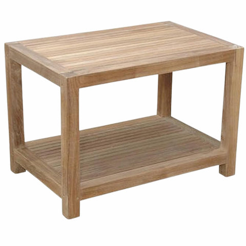 Oakestry Windsor 2-Tier Teak Side Table, Premium Outdoor Rectangular End Table with Lower Shelf, Durable Teak Patio Accent Table for Loungers & Chairs