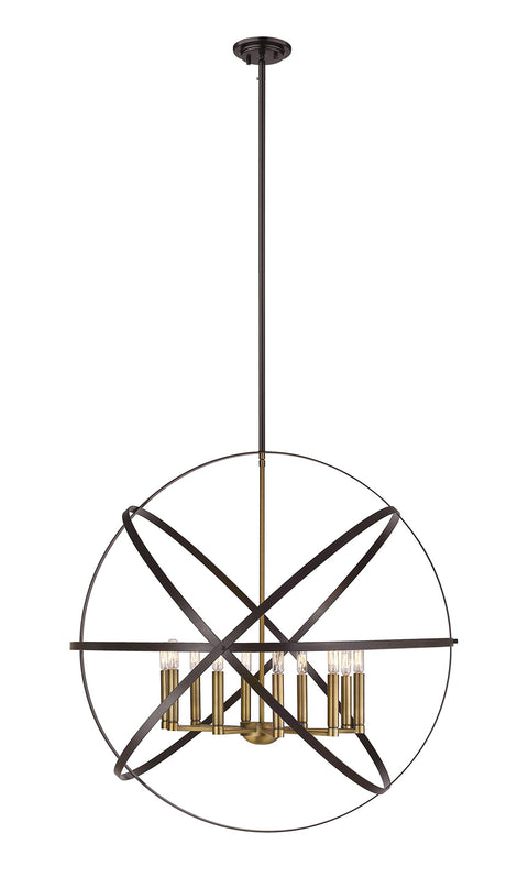 Oakestry 7-Light Chandelier Matte Black & Polished Nickel Mid-Century Modern Clear Glass Globe Ceiling Light for Dining Room Living Room Foyer