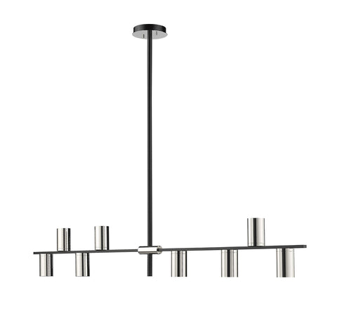 Oakestry Calumet 8-Light Linear Chandelier – Matte Black & Olde Brass Steel Frame, GU10 Bulbs, Adjustable Height, Architectural & Contemporary Design
