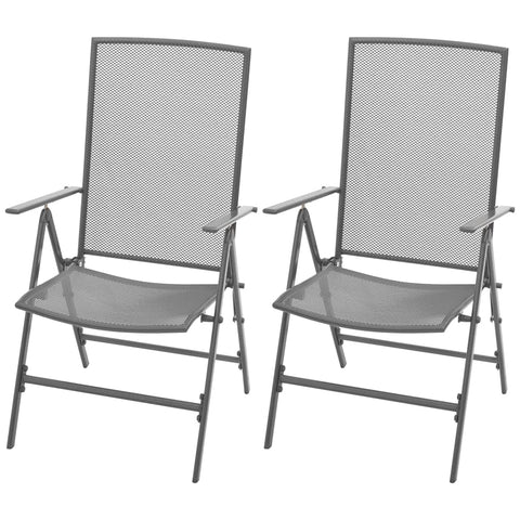 Oakestry Reclining Chair Set of 2 Anthracite E-Coated, Powder-Coated Steel – Outdoor Patio Seating, Weather Resistant Furniture