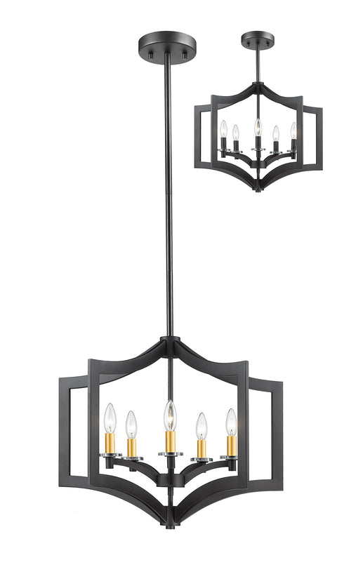 Oakestry 5 Light Chandelier Bronze Steel Contemporary Metropolitan Ceiling Lighting Fixture for Bedroom Dining Room Dinette Kitchen Kitchenette Modern Home Decor Hanging Light