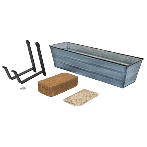 Oakestry Garden Growing Kit Small Blue Planter with Wall Brackets Self Watering Vertical Garden Box Outdoor Space Saving Mount Decorative Wall Planter