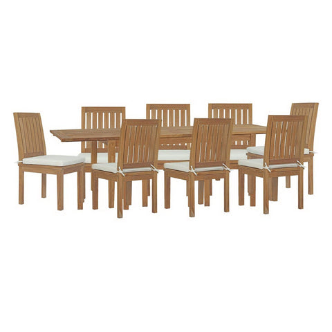 Oakestry Marina 9 Piece Outdoor Patio Teak Dining Set with Extendable Dining Table