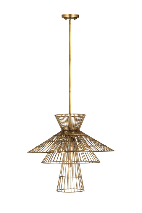 Oakestry 6 Light Chandelier Rubbed Brass Iron Rubbed Brass Architectural, Modern, Transitional, Electric, Industrial Ceiling Lighting Fixture for Dining Room Foyer Great Room Hallway Kitchen Modern