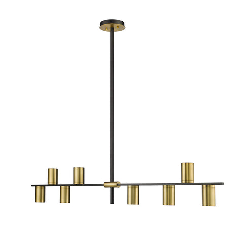 Oakestry Braum 5-Light Linear Chandelier – Bronze Steel Frame, Clear Seedy Glass Shades, Candelabra Bulbs, Modern Architectural Pendant