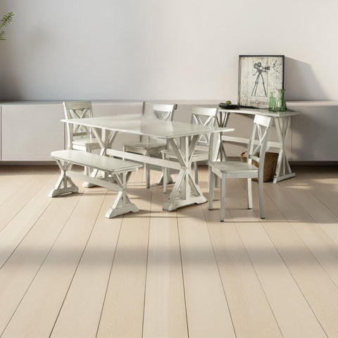 6pc Jamestown Dining Set, Table + Bench + 4 Chairs