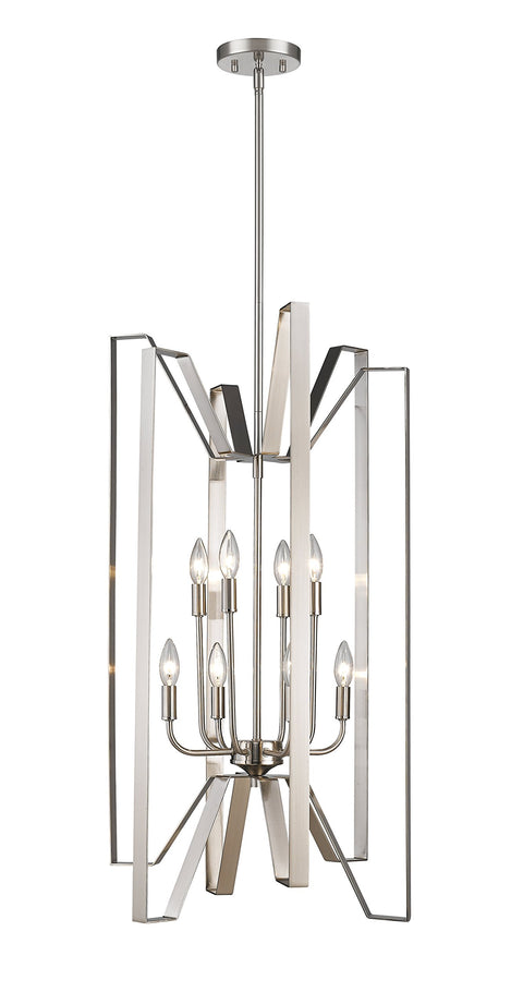 Oakestry 8 Light Chandelier Brushed Nickel Steel Contemporary Eclectic Transitional Fusion Ceiling Lighting Fixture for Bedroom Dining Room Dinette Foyer Hallway Kids Room Kitchen Kitchenette