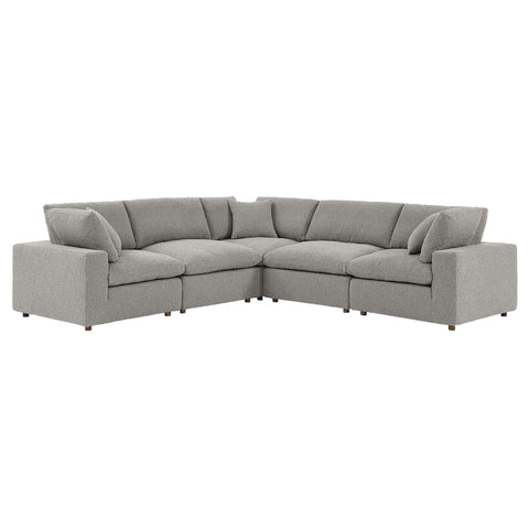 Oakestry Luxury Inspired Commix Down Filled Overstuffed Boucle 5-Piece Sectional Sofa Comfortable Indoor Sectional Sofa for Living Room Apartment Lounge Reception Area Premium Daily Styling