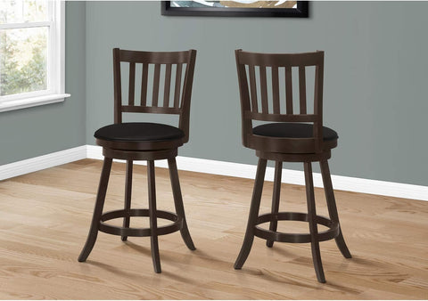 BARSTOOL - 2PCS / 39 inches H / ESPRESSO / SWIVEL COUNTER HEIGHT